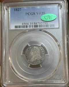 1827 Capped Bust Dime 10C US Silver Coin PCGS VF35 CAC - Picture 1 of 12