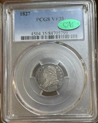 1827 Capped Bust Dime 10C US Silver Coin PCGS VF35 CAC - Image 1 of 4