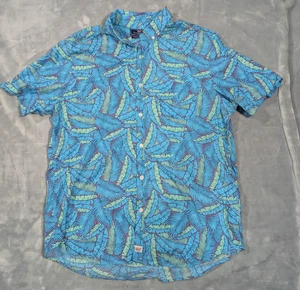 Vineyard Vines Hemd Herren Large blau grün Slim Fit Murray Hawaii Blätter Print - Bild 1 von 11