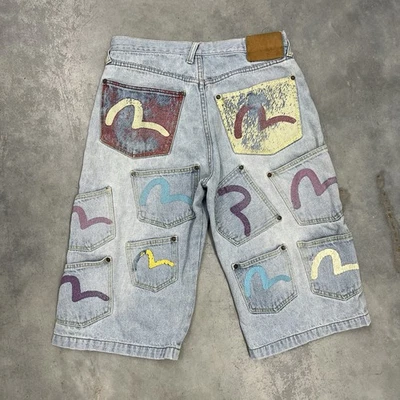 Evisu Jeans Multipocket Denim Shorts Men's Size 32 Vintage Y2K Japan Used Rare - Image 1 of 4