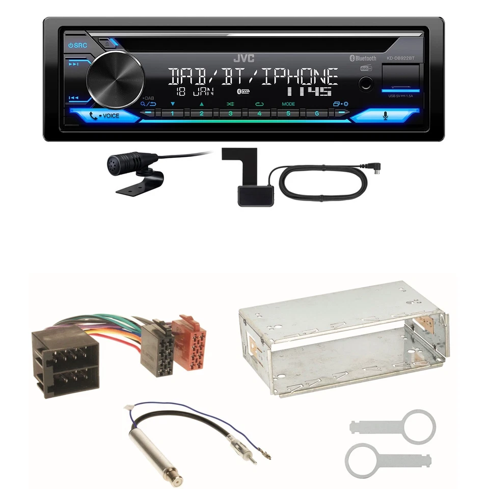 JVC KD-DB922BT Bluetooth DAB USB Einbauset für Golf 4 Passat 3B Polo 6N 9N Lupo - Bild 1 von 1