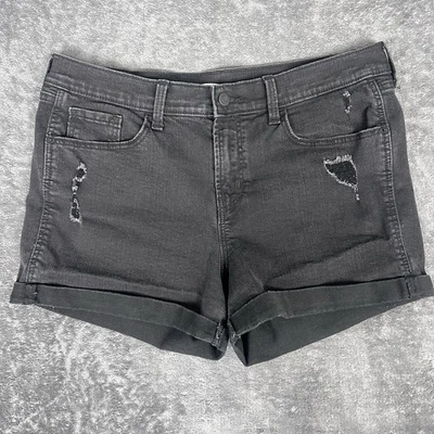 Pantalones cortos vaqueros Old Navy para mujer talla 12 Boyfriend tiro medio negros desgastados con puños Foto 1 de 4