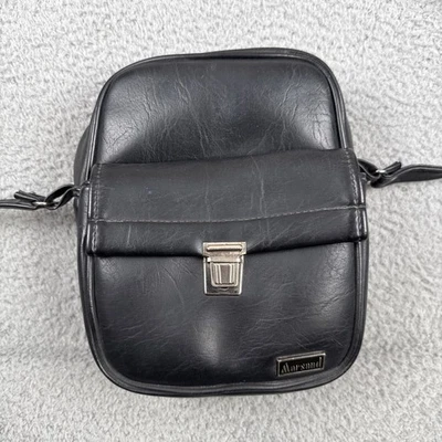 Vintage Marsand Camera Bag 2 Compartments Shoulder Strap LEATHER BLACK made USA - Image 1 of 4