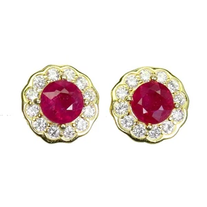 925 Sterling Silver Earrings Round Rd Ruby 5mm Simulated Cz Gemstone Jewelry - Picture 1 of 10