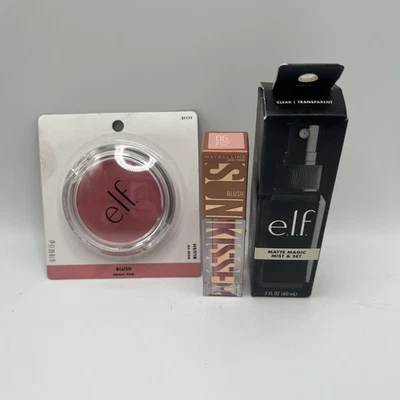 Lote Paquete ELF Matte Magic Most And Set, Rubor Rosa Brillante, Rubor Maybelline  Foto 1 de 3