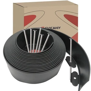 No Dig Garden Edging - Black-70feet Tall Wall Plastic Rubber Border for Lawn ... - Picture 1 of 7