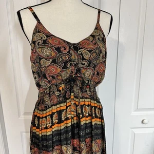 Anthropologie Me 2 Magic Boho Maxi Tiered Adj Strap Dress Women Sz L Multi Color - Picture 1 of 23