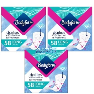 3 Packs Bodyform Dailies Long Panty Liners BIG PACK 58’s ( Total 174 Liners) - Picture 1 of 1