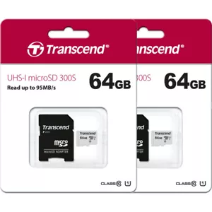 2 x Transcend 64GB Micro SD Memory for Samsung S9 S10 S10+, LG G8 V50 - Picture 1 of 3