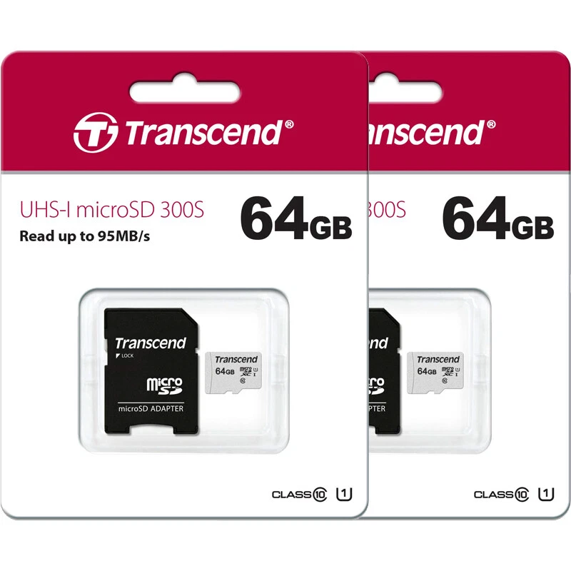 2 x Transcend 64GB Micro SD Memory for Samsung S9 S10 S10+, LG G8 V50  - Image 1 of 3