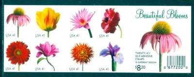 US 4176-4185 Beautiful Blooms, Complete Booklet/20, MNH, Not Folded - Image 1 of 2