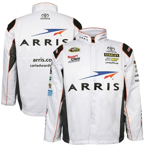 Carl Edwards #19 Nascar 2015 ARRIS Uniform Full Zip Jacket  White Men's Large  C Cover