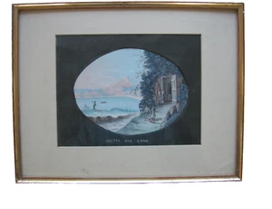 Grotta del Cane Gouache ca. 1860 Neapel Napoli  Italia Hundsgrotte Phlegräische - Picture 1 of 6