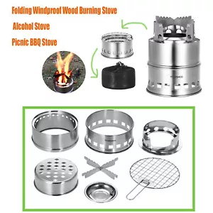 TOMSHOO Estufa de Leña para Camping Estufas de Acero Inoxidable Mini Estufa Portátil para Barbacoa F0S7 - Imagen 1 de 12