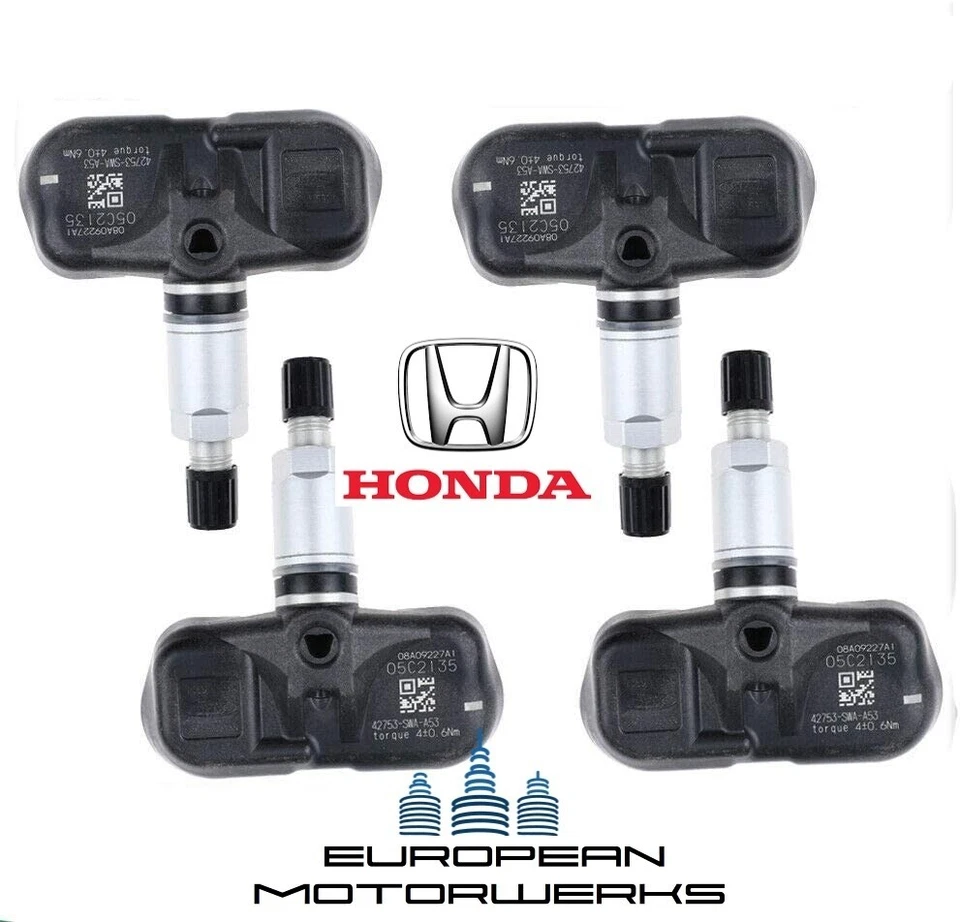 Juego completo de 4 sensores de presión de neumáticos genuinos OEM Honda TPMS 42753-SWA-316 Foto 1 de 1