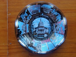 Plato de baratija de vidrio con volantes de humo recuerdo bicentenario 1976 vintage Washington DC - Imagen 1 de 4