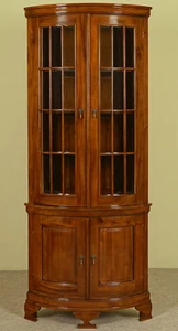 Ecke Vitrine aus Massivholz 194x90 cm Kolonialstil Gläserschrank 80134 - Bild 1 von 4