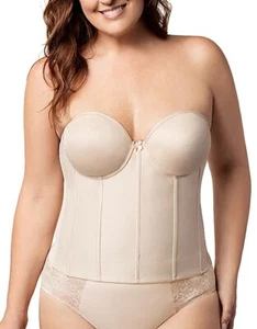 Elila NUDE Molded Strapless Longline Underwire Bra, US 48E, UK 48DD - Picture 1 of 4