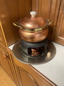 VTG Copper/brass Fondue Set Made By Copperart Never Used I’ve Added A Steel Tray - Picture 1 of 14