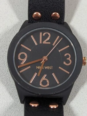 Nine West Black Case Black Dial Black Leather Band Watch 8.5 Inch  - Image 1 of 4