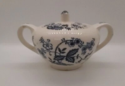 Blue Onion Made in Japan Covered Sugar Bowl Vintage EUC - image 1 of 4