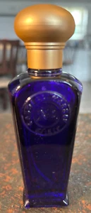 Caswell-Massey Elixir of Love EMPTY Cobalt Blue Embossed Glass Bottle with Lid - Picture 1 of 3