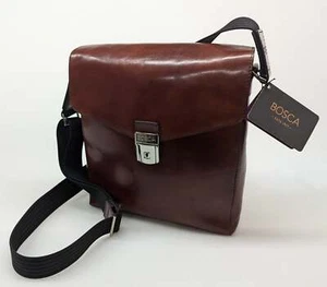 Bosca Old Leather Dark Brown Man Messenger Bag #814-58 - Picture 1 of 6