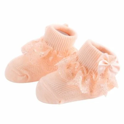Bow Lace Baby Socks Newborn Cotton Baby Girl Sock Toddler Princess Fashion Socks - Image 1 of 4