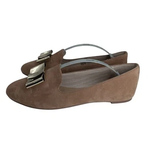 Mocassino donna Kate Spade pelle scamosciata marrone fiocco oro Silina taglia 6 M - Foto 1 di 12
