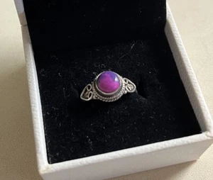 Purple Copper Turquoise .925 Ring. Sterling Silver.Size N or 6.5 Unique Manmade - Picture 1 of 8