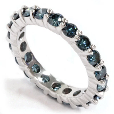 2ct Prong Blue Diamond Eternity Ring 14K White Gold - Image 1 of 4