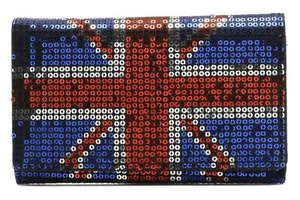 Iron Fist Navy/Red Sequined Union Jacked Medium Wallet/Purse - Picture 1 of 4