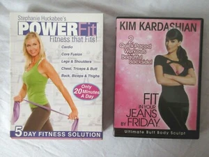 Fitness DVD lot Stephanie Huckabee Power Fit & Kim Kardashian Jeans by Friday - Picture 1 of 11