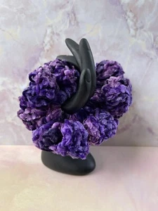 Crochet Scrunchie Purple Handmade Ponytail Velvet Elastic Hairtie Women Hair - Picture 1 of 6