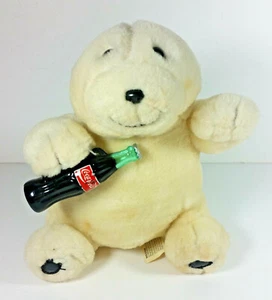 Coca Cola Polar Bear Plush 7in White Stuffed Animal 1997 Coke Bottle - Picture 1 of 5