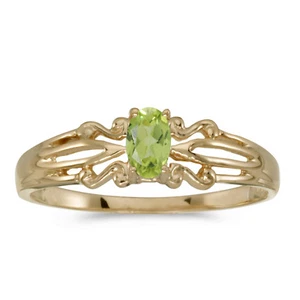 10k Yellow Gold Oval Peridot Ring - Picture 1 of 2