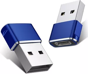 USB C Female to USB Male Adapter Type C to USB USB-C to A Converter- 2Pk, Blue - Picture 1 of 6