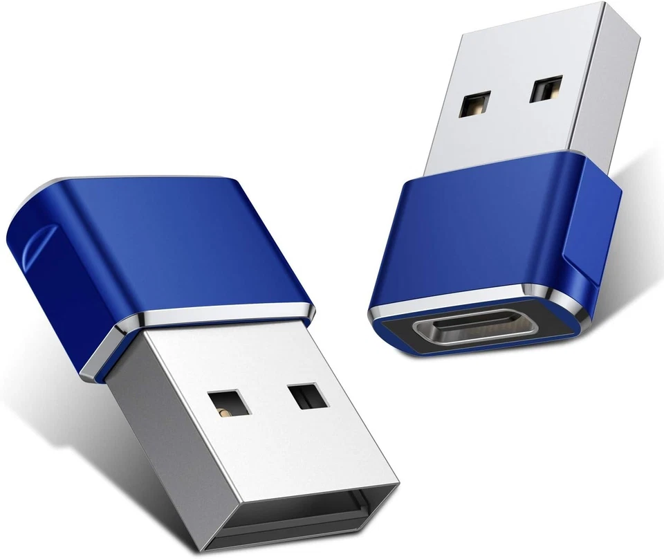 USB C Female to USB Male Adapter Type C to USB USB-C to A Converter- 2Pk, Blue - Image 1 of 4