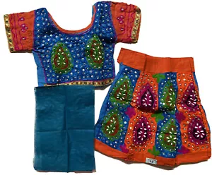 6 mth-1 yr LEHENGA CHOLI LEHNGA GIRLS orange RAJASTHANI INDIA-NEW-3 PC-USA SHIP - Picture 1 of 10