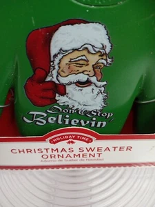 Collectible Ugly Christmas Sweater Ornament by Holiday Time Don't Stop Believin! - Picture 1 of 9
