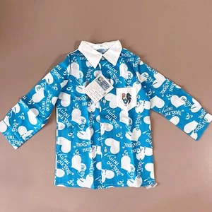 Vintage Soviet Я люблю папу! Unisex Long Sleeve Shirt 2-4 Year Blue & White '91 - Picture 1 of 5