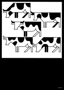 Otl Aicher - Manifesto pubblicitario Isny A2 motivo "bovini maculati" design/grafica/pittogrammi - Foto 1 di 1