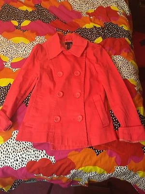 Women's Coral H&M Pea Coat Size 8 - Изображение 1 из 4