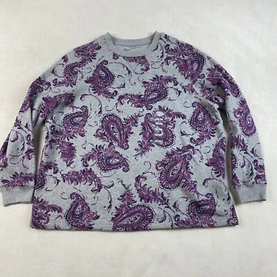 Studio Works Womens New Paisley Knit Sweatshirt 1X Gray Purple Crew Neck  - Image 1 of 4