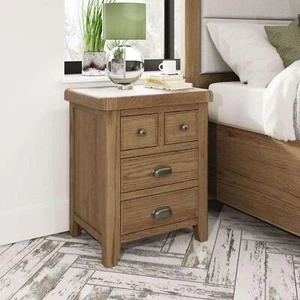 Holcombe XL Bedside Cabinet Nightstand Side Table 4 Storage Drawers Solid Wood - Picture 1 of 6