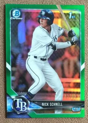 2018 Bowman Chrome Green Refractor Nick Schnell Rookie /99 #BDC-44 Tampa Rays RC - Image 1 of 2