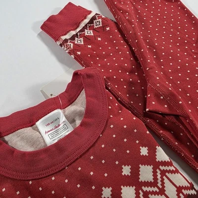 Hanna Andersson Pajamas Set Kids US 8 130cm Red Fair Isle Organic Cotton Holiday - Image 1 of 4