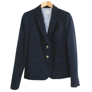 Blazer donna J.Crew misto lana bottoni oro taglia 4 blu professionale carriera - Foto 1 di 13