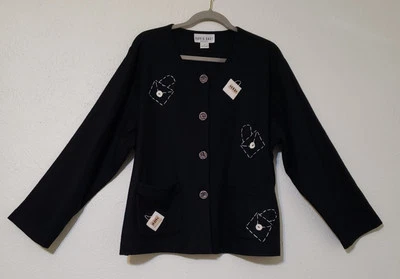 Chaqueta Blazer David Dart Mezcla de Lana Abotonada Negra Bolso de Mano Temático Talla Grande Foto 1 de 4