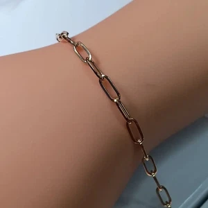 Brazalete Clip Oro Amarillo 18K 7.5" Unisex Ligero Nuevo 4mmx8mm Eslabones - Imagen 1 de 5